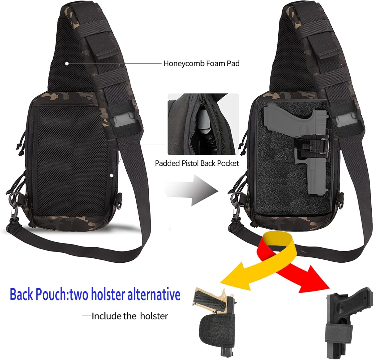 LarKoo Mochila táctica para el pecho de la honda EDC Mochila univer...