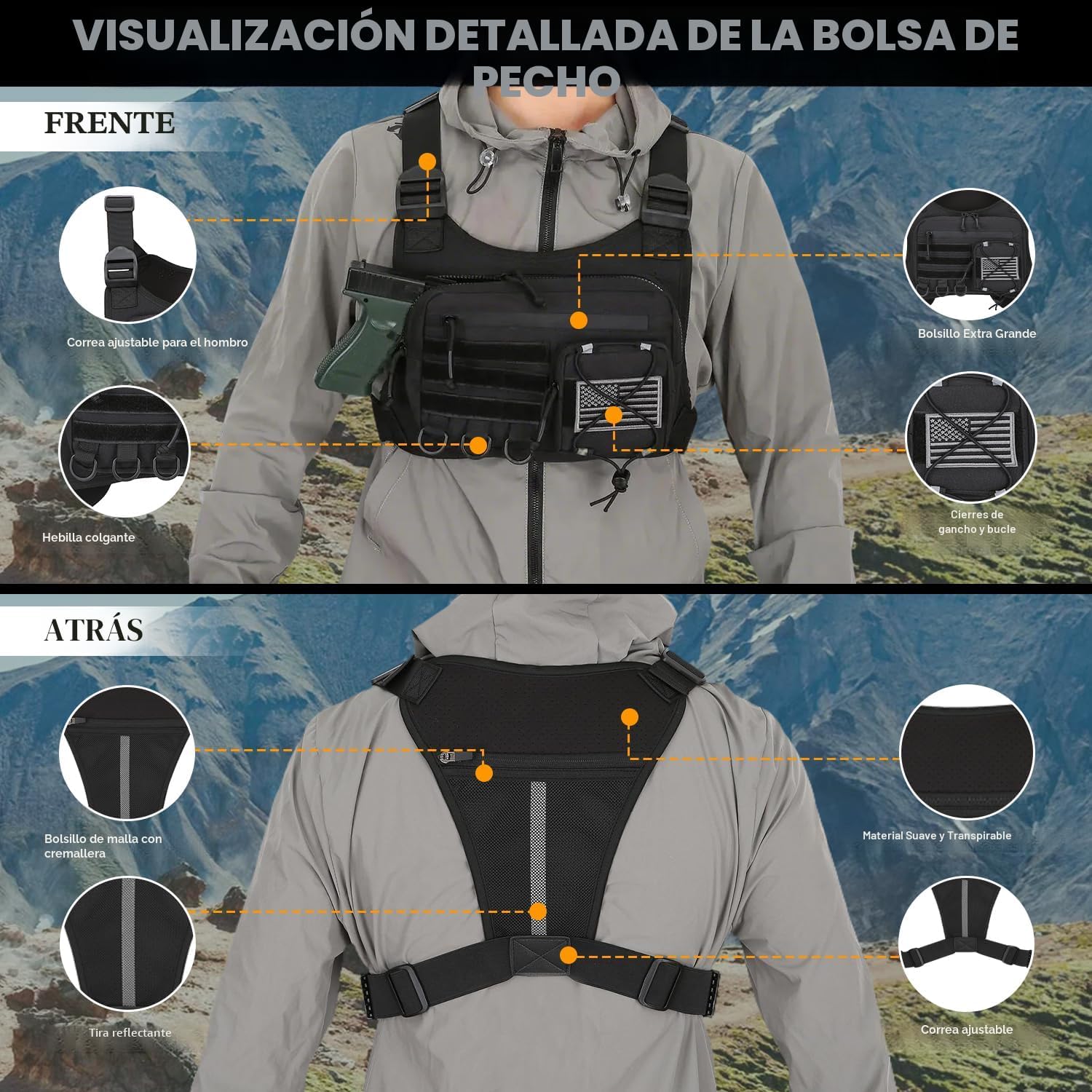 koculemi Bolsa de Pecho para Deportes al Aire Libre para Hombres, F...