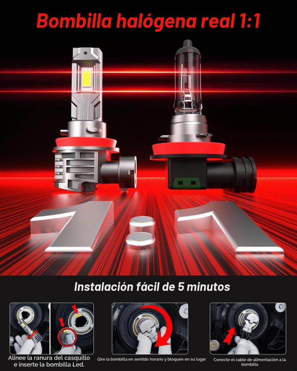 ZONBEAM 9005\/HB3 & H11\/H8\/H9\/H16 Bombillas LED Combinadas, 100....