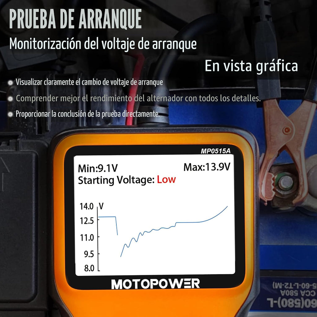 MOTOPOWER MP0515A 12V Probador de batería de coche Automotriz 100-2...