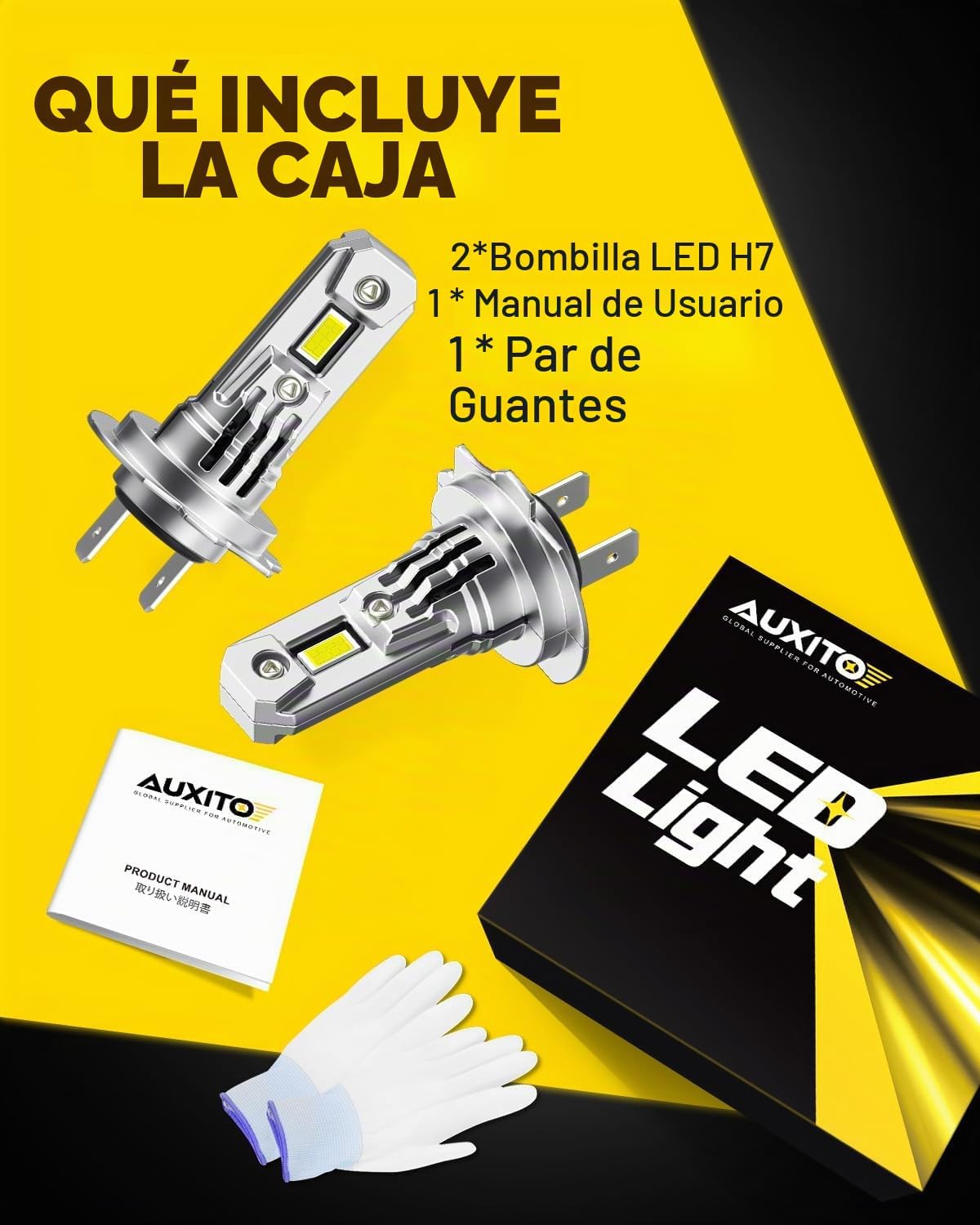 AUXITO Bombillas H7 mejoradas, 900% ultra brillo, blanco 6500K, tam...