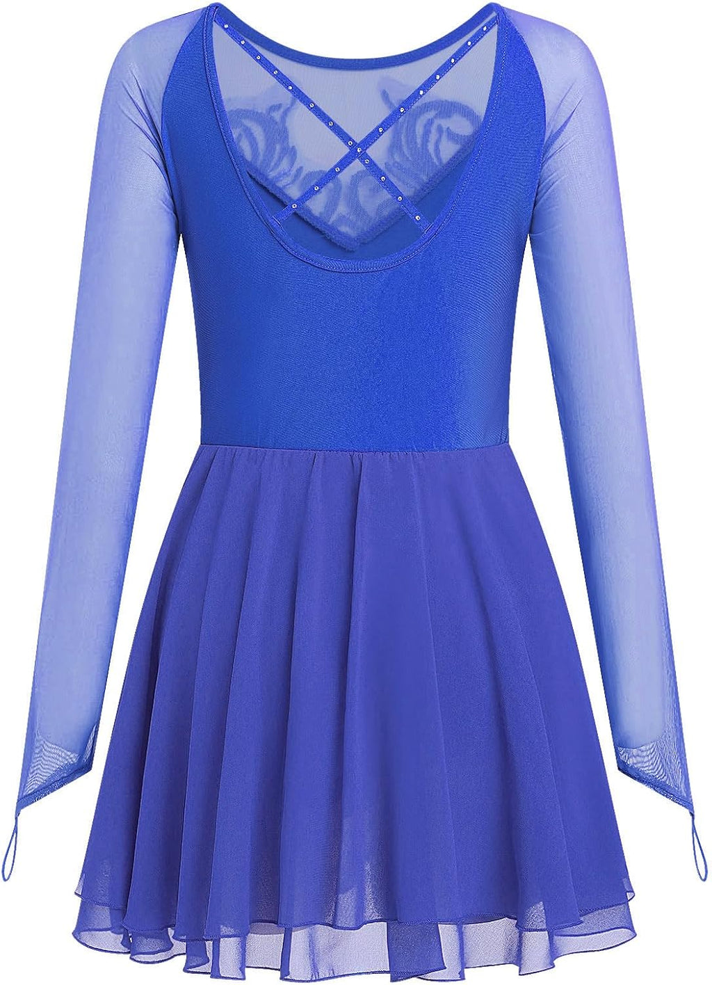 ODASDO Vestido de patinaje artístico para mujer, malla de manga lar...