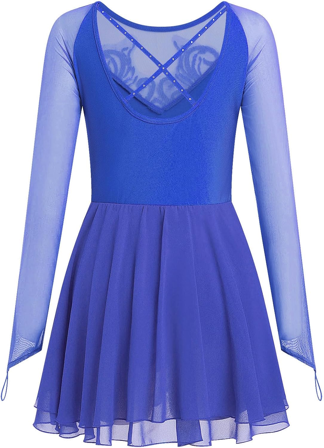 ODASDO Vestido de patinaje artístico para mujer, malla de manga lar...