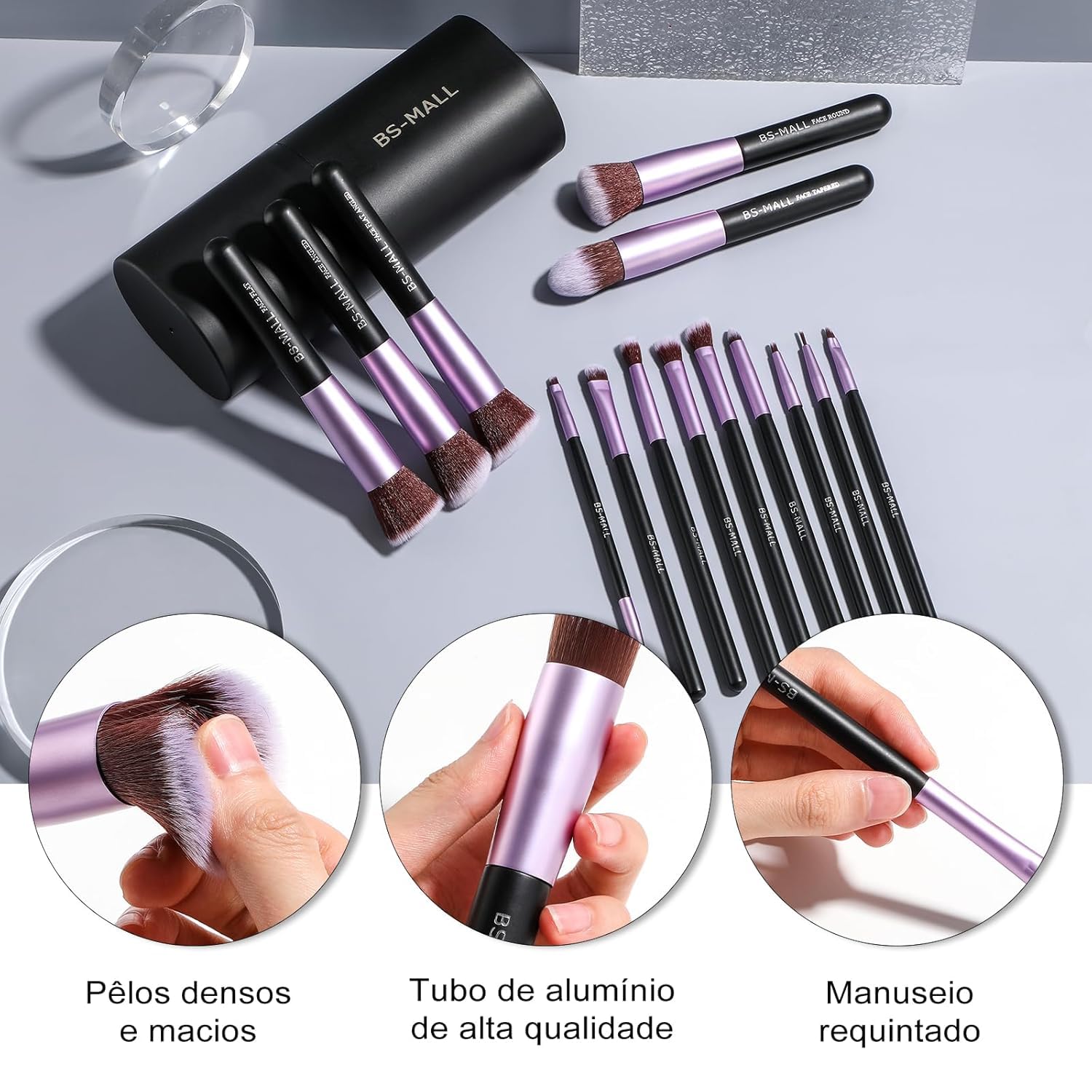 BS-MALL Pinceles de Maquillaje Sintéticos Premium Base en Polvo Cor...