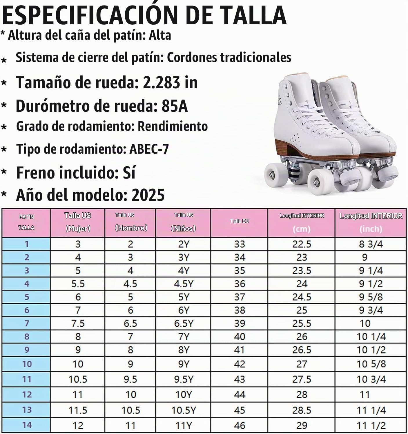 PAPAISON Patines de ruedas para mujeres y hombres, de lujo de 2 cap...