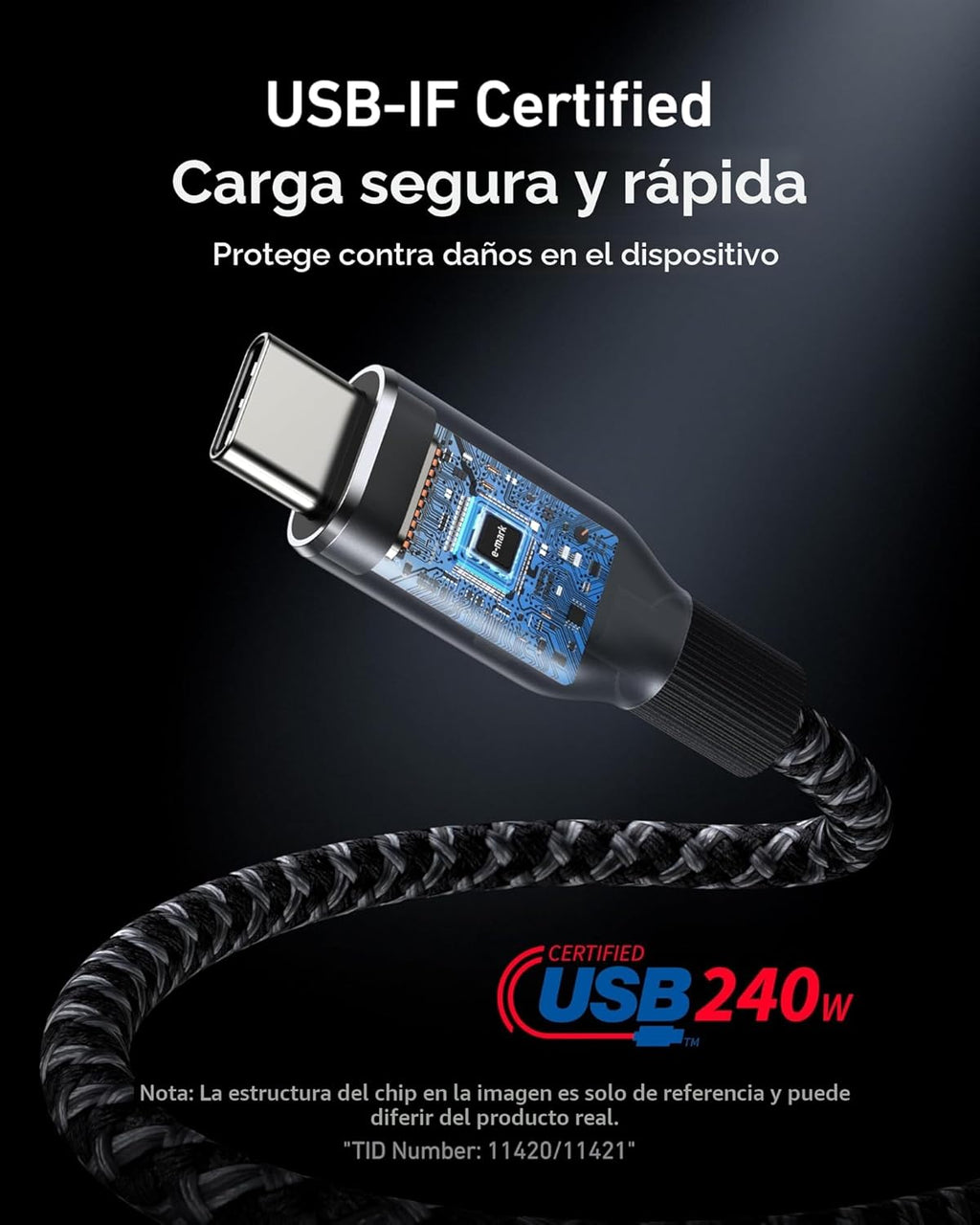 Anker Prime - Cable USB C a USB C, cable de carga rápida de 240 W,...