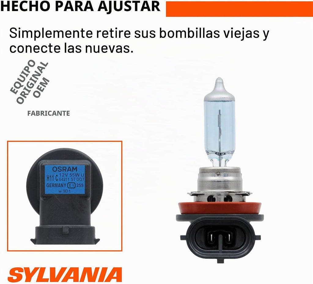 Foco halógeno faro de alto rendimiento Sylvania 9003 (también encaj...