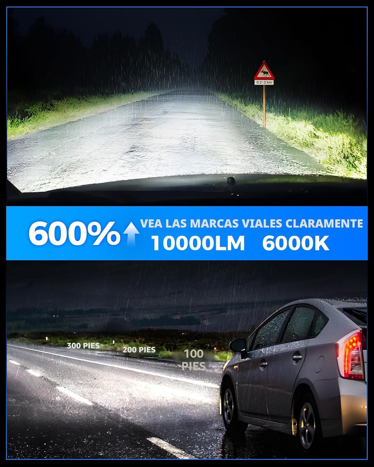 Marsauto Bombilla LED antiniebla H11\/H8, 10000 lúmenes, 6000 K, bl...