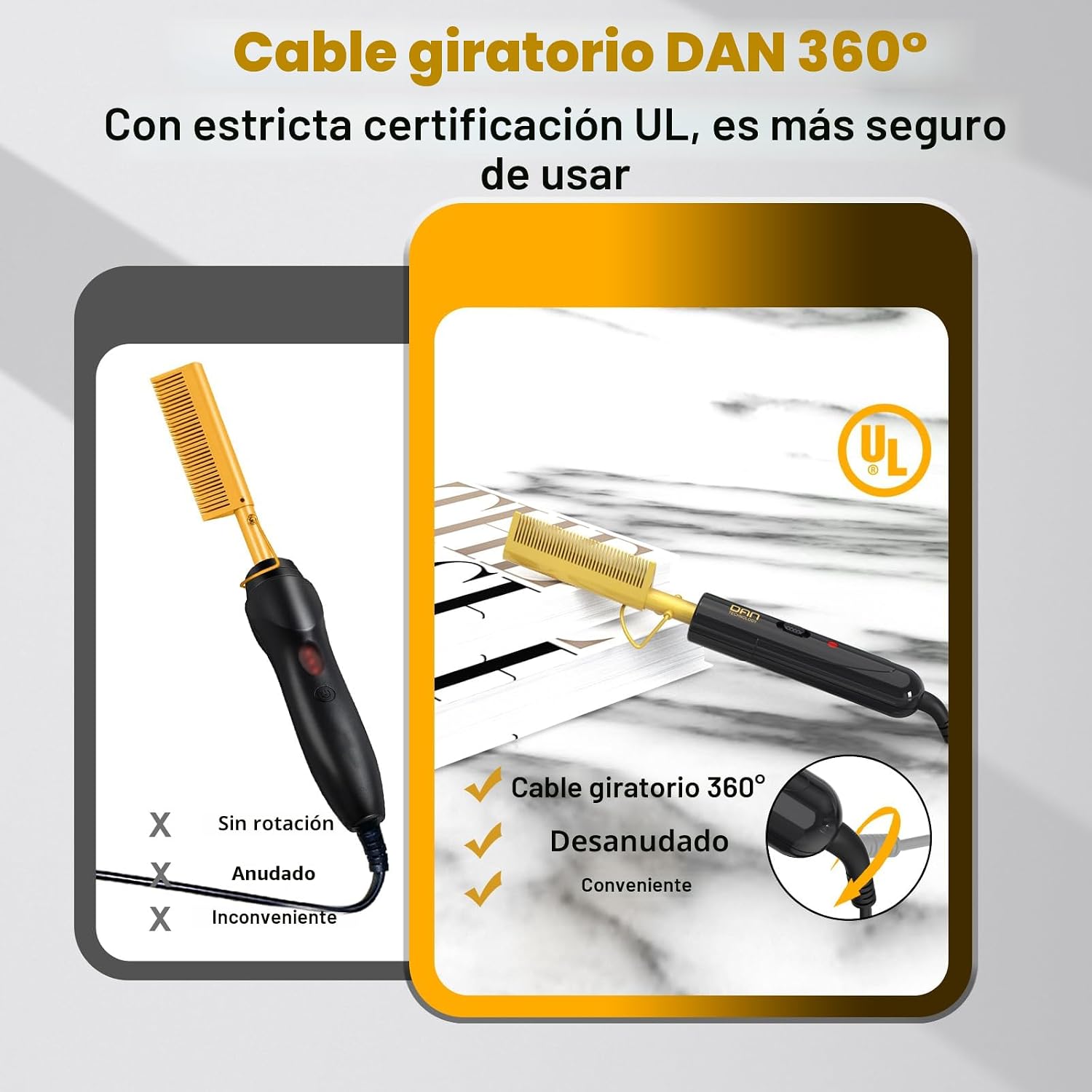DAN Technology Hot Comb Electric para pelucas, voltaje dual para vi...