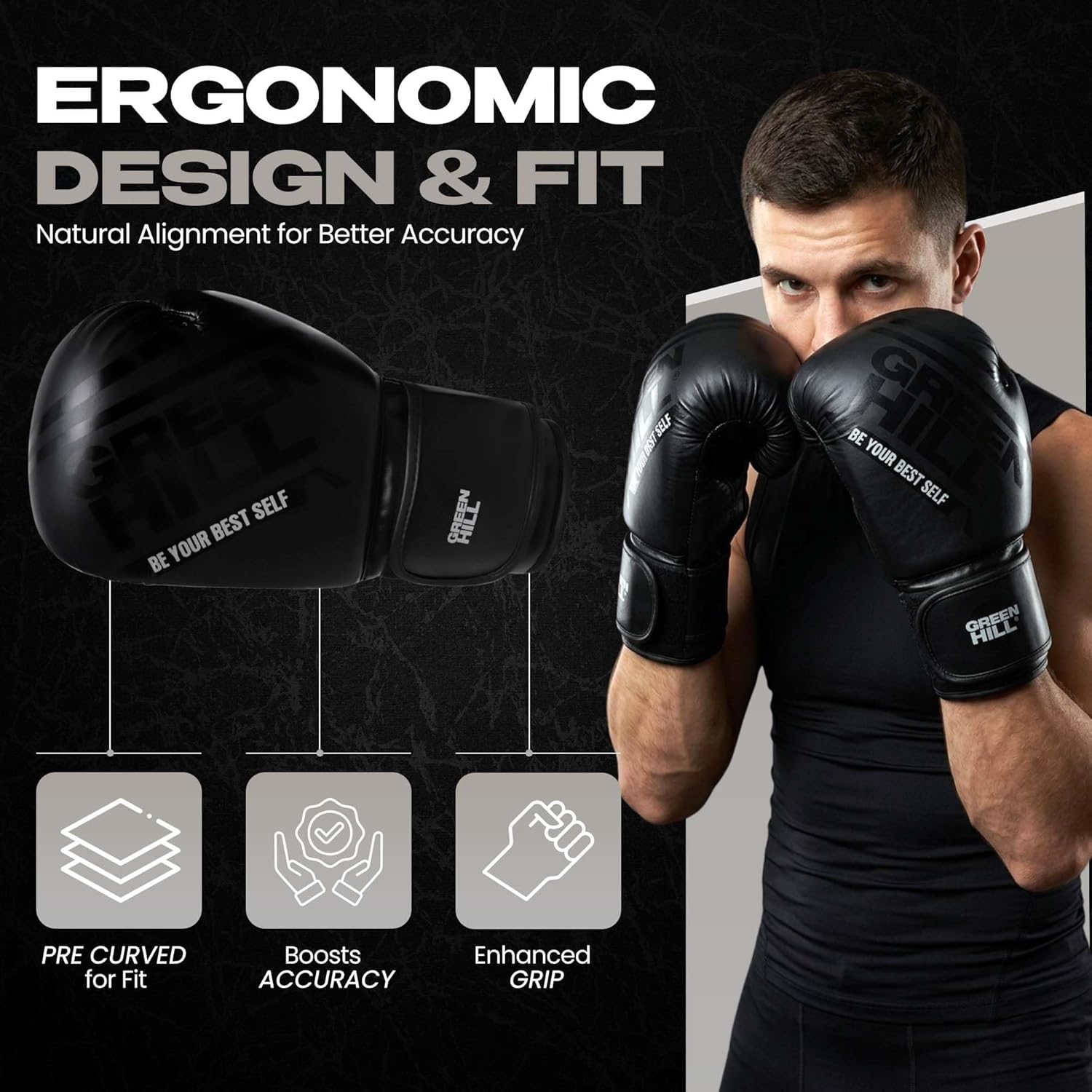 Juego de guantes de boxeo Green Hill para hombres y mujeres \u2013...