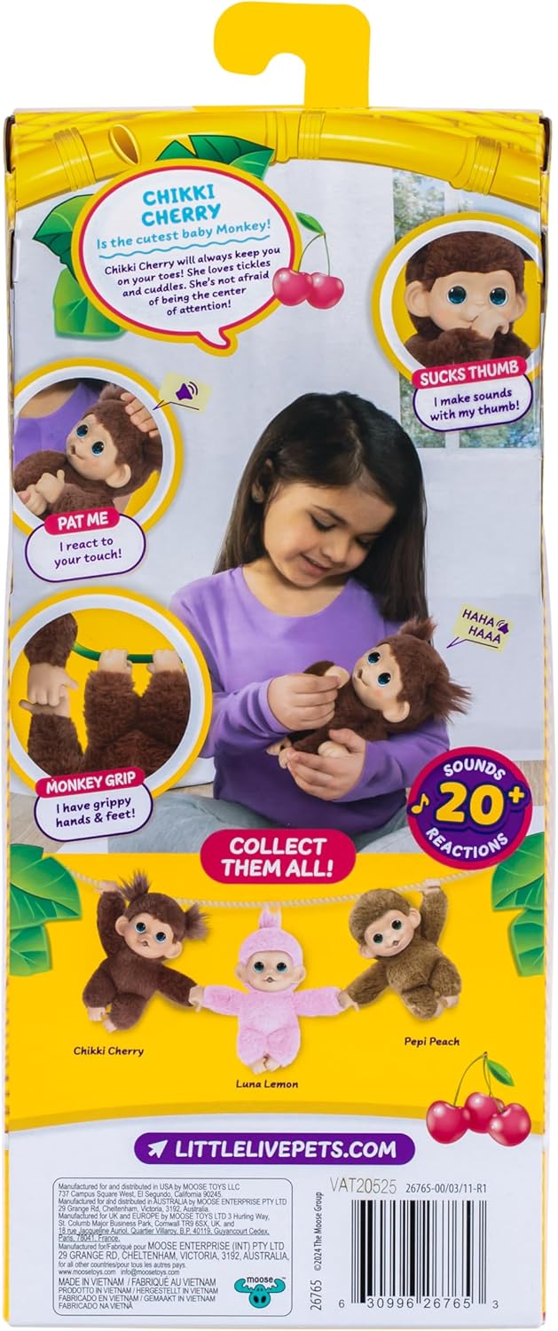 Little Live Pets Baby Monkey Minis y Chikki Cherry. Juguete interac...
