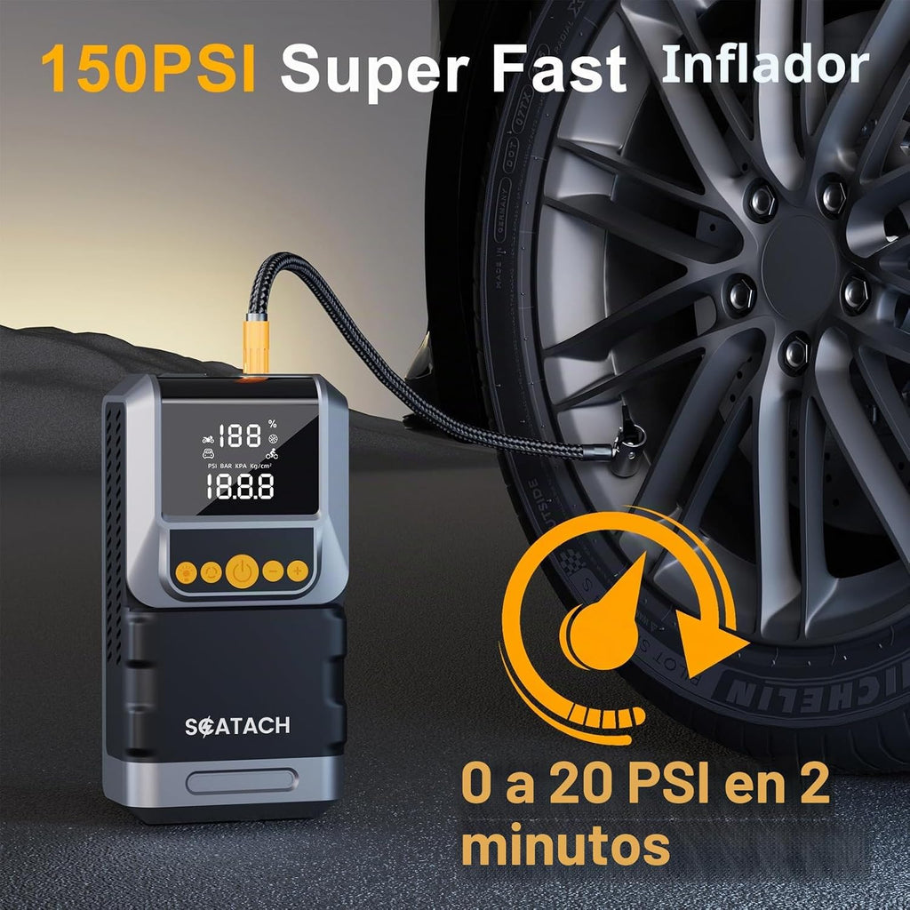 Arrancador con compresor de aire 8000A 150PSI batería de coche (10....