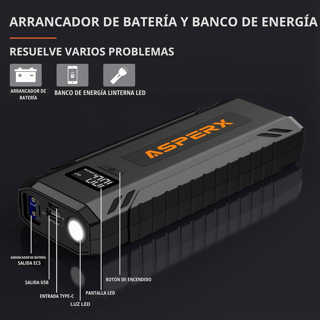 ASPERX Arrancador de Coche, Arrancador de Batería de Pico de 4000A...