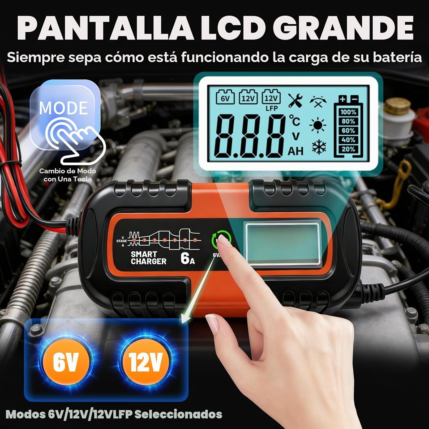 Cargador de batería inteligente de 12 V con reparación de pulsos, c...