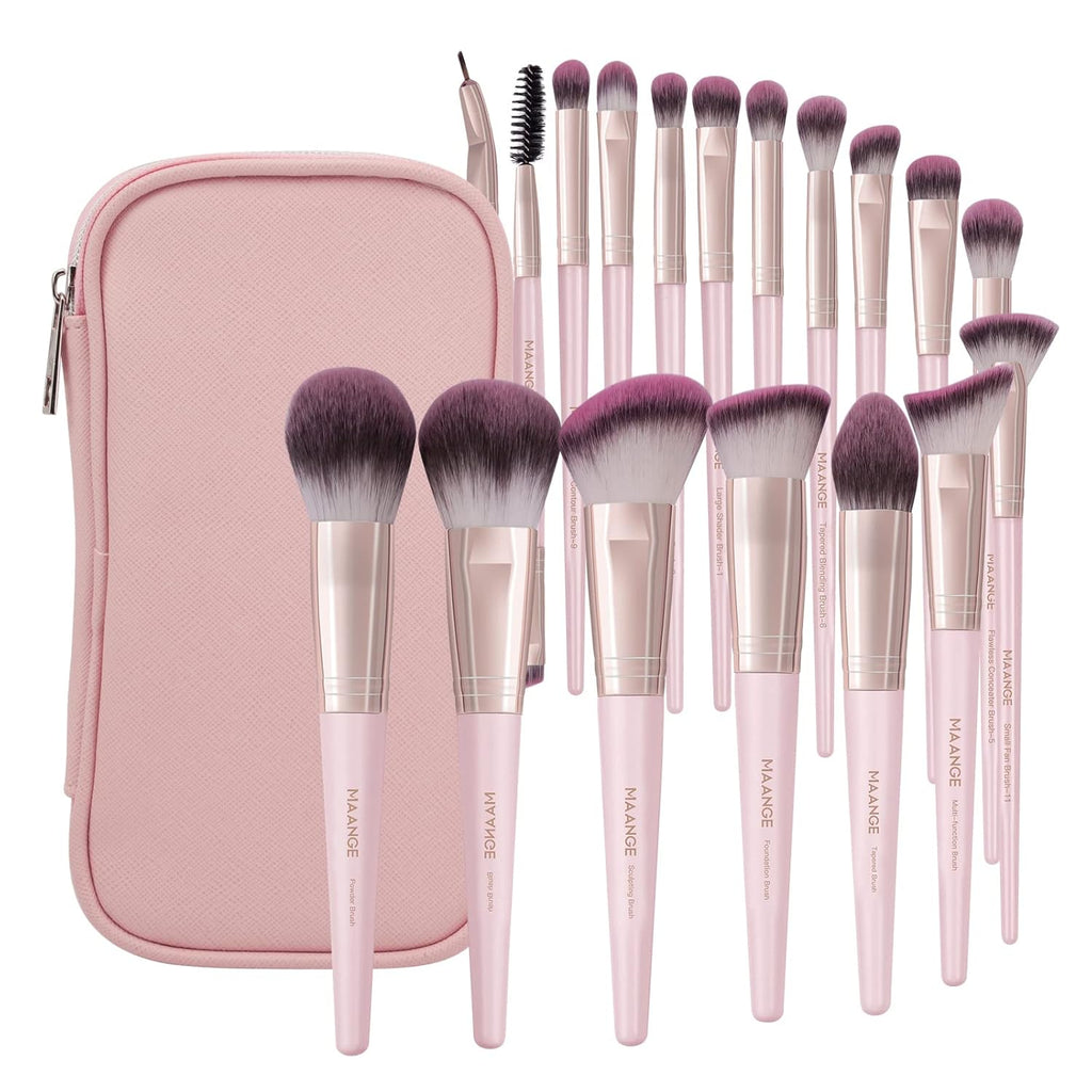 MAANGE - Juego de 18 brochas de maquillaje profesionales con estuch...