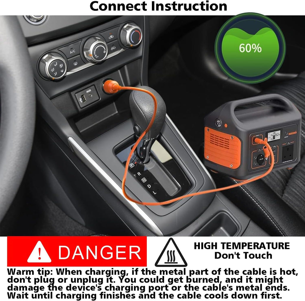 Cargador de coche de 12V\/24V 2M 14AWG compatible con Jackery\/BLUE...