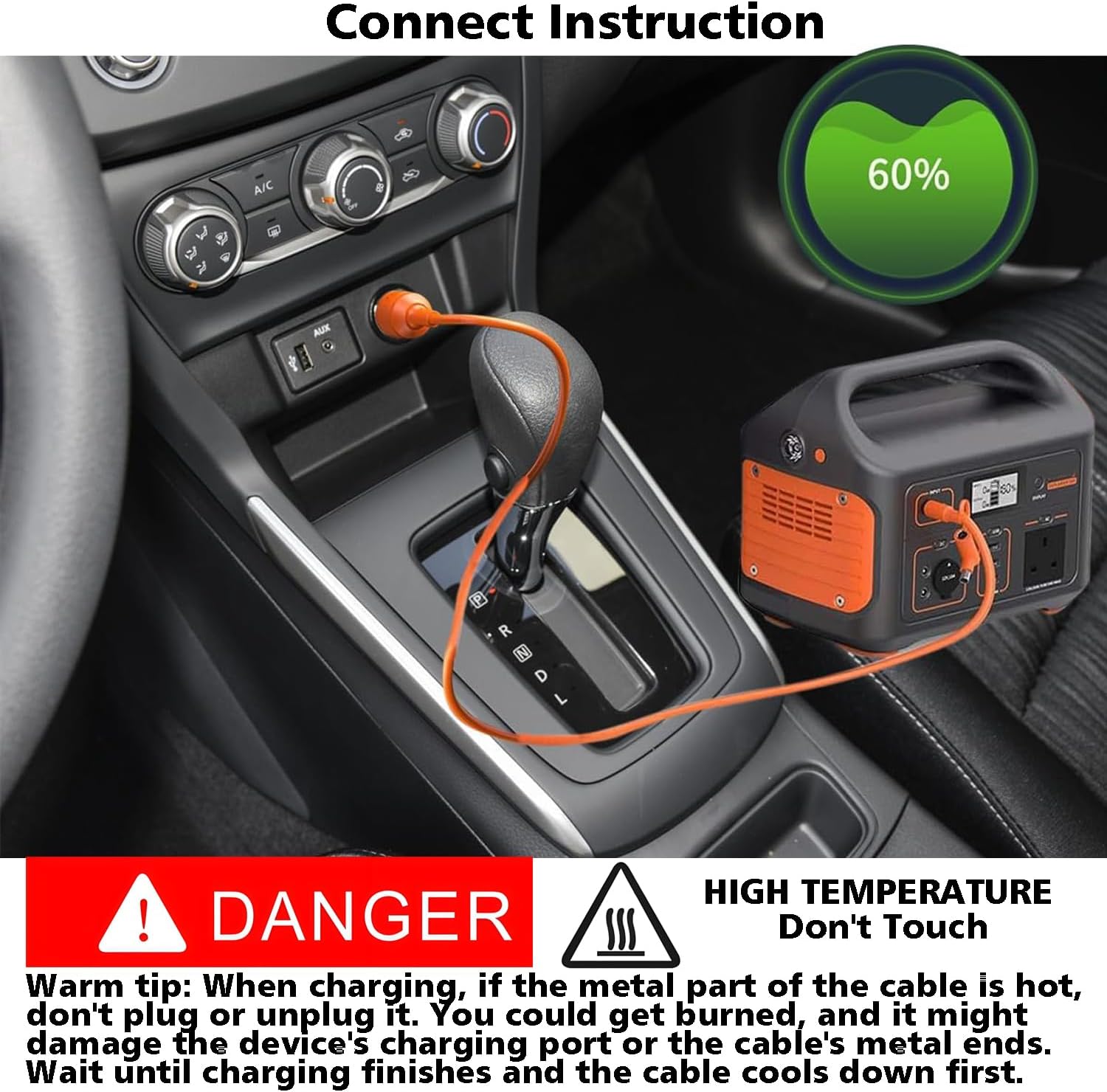 Cargador de coche de 12V\/24V 2M 14AWG compatible con Jackery\/BLUE...