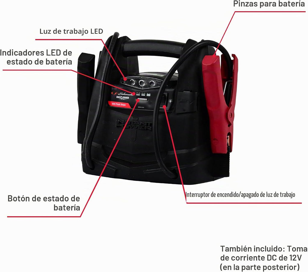 Schumacher Electric - Arrancador de batería de coche de 600 A y est...
