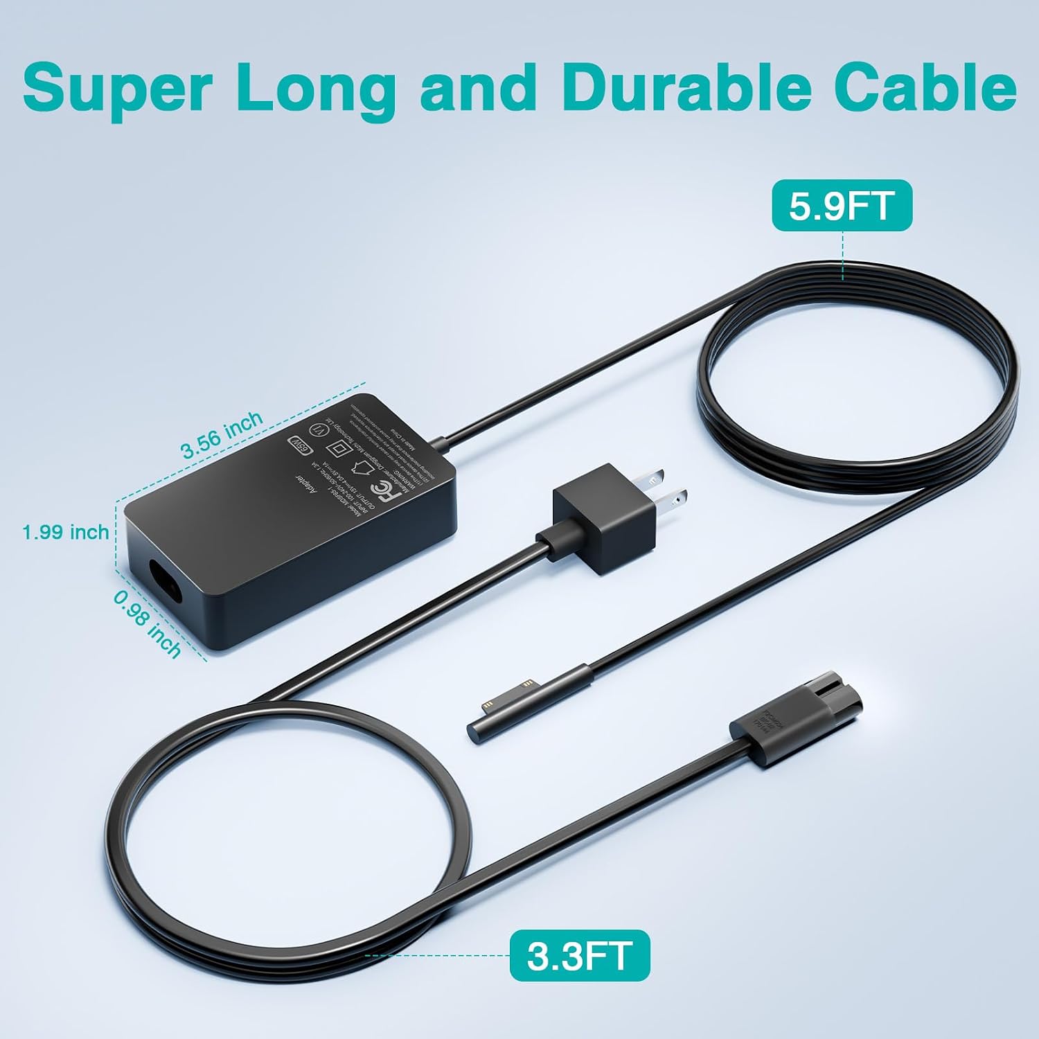 Cargador de 65 W compatible con Microsoft Surface Pro 11, 10, 9, 8,...