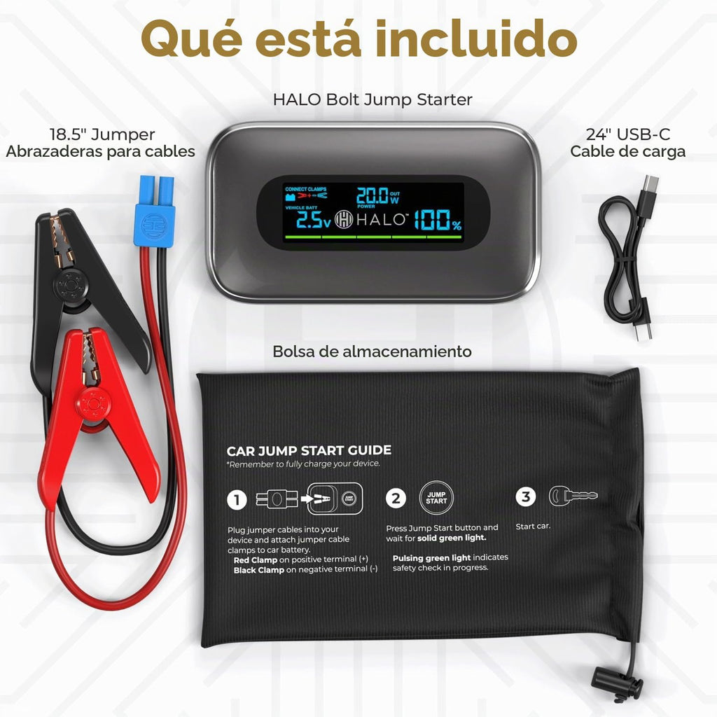 Halo Bolt - Arrancador de batería de coche de 1500 A con pantalla d...