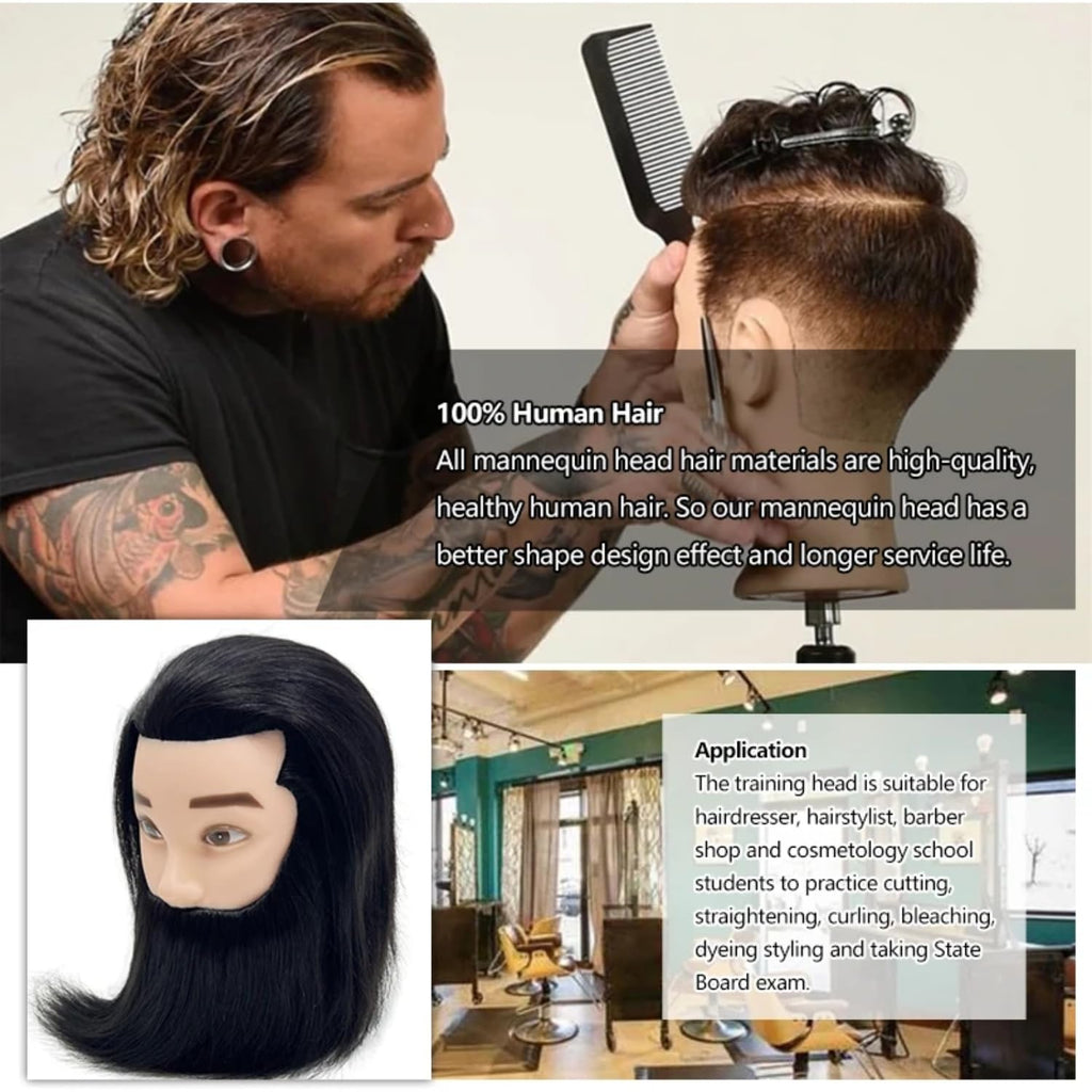 Yiifiulyn Cabeza de maniquí de cabello humano, para estudiantes de...