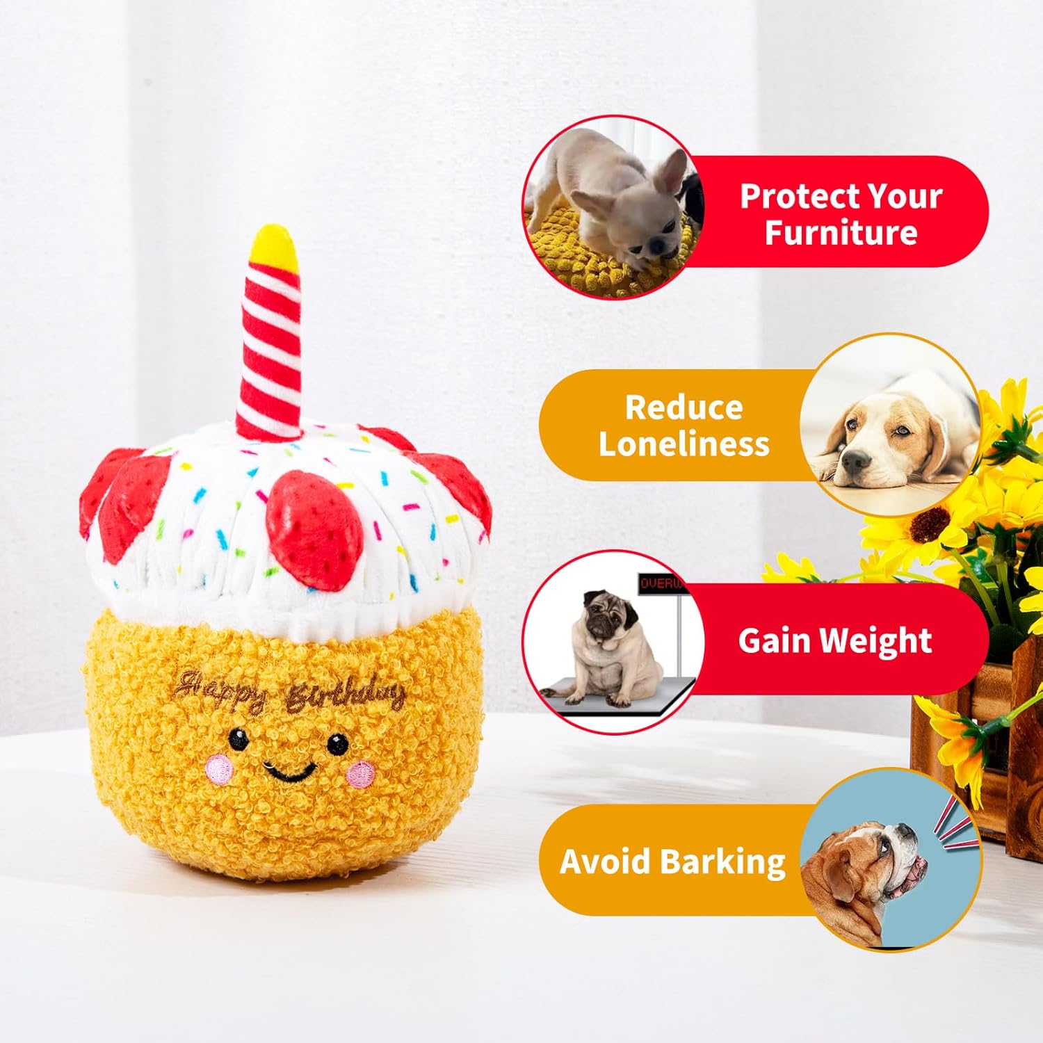 DODODOLA Juguetes de peluche duraderos para perros con papel arruga...