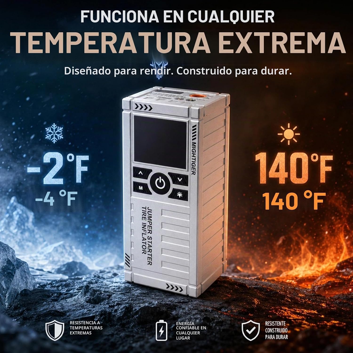 Arrancador de batería de coche con compresor de aire \u2013 2500 mA...