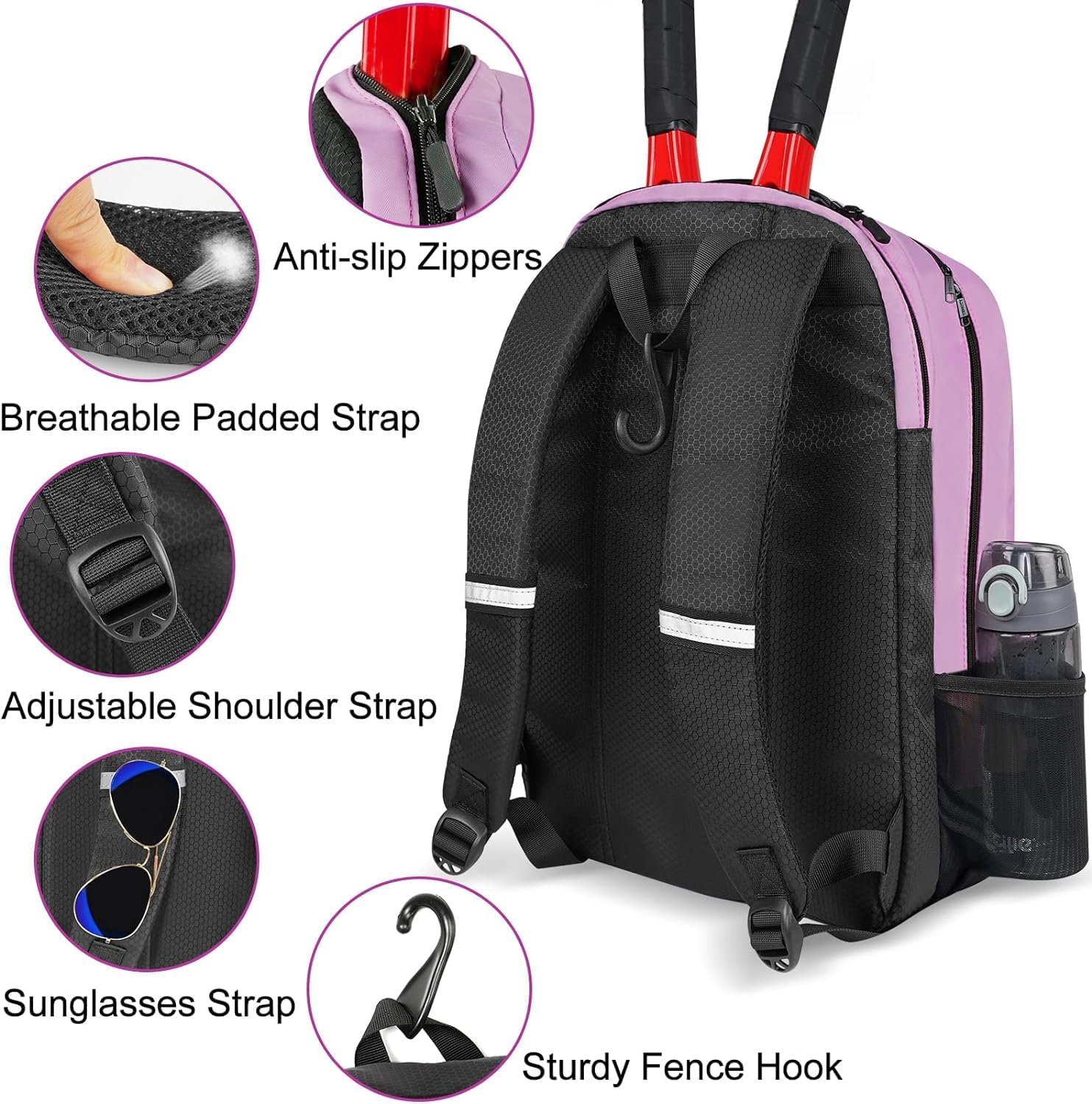 Ytonet Mochila de tenis para mujeres y hombres, 2 raquetas con bols...