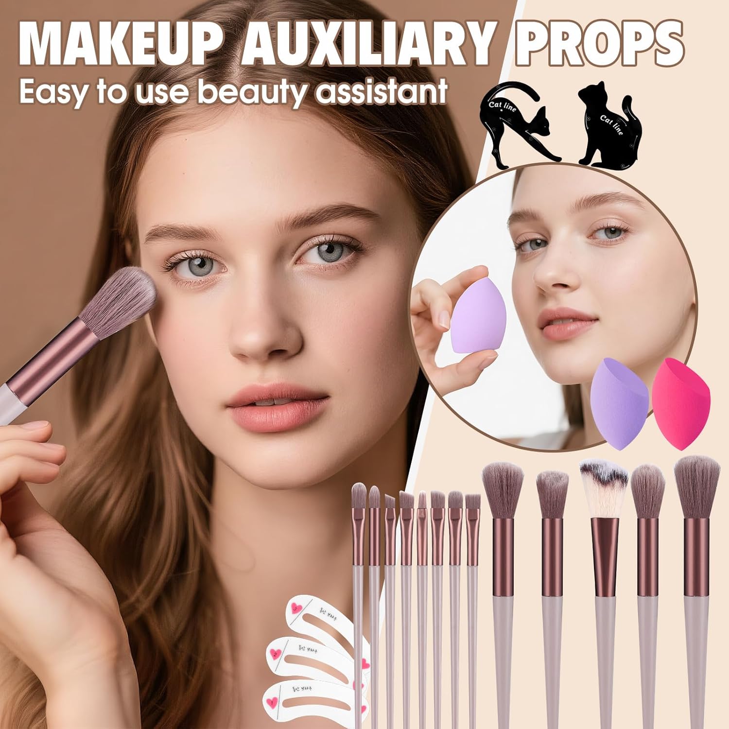 Kit completo de maquillaje para mujer, incluye base de sombra de oj...