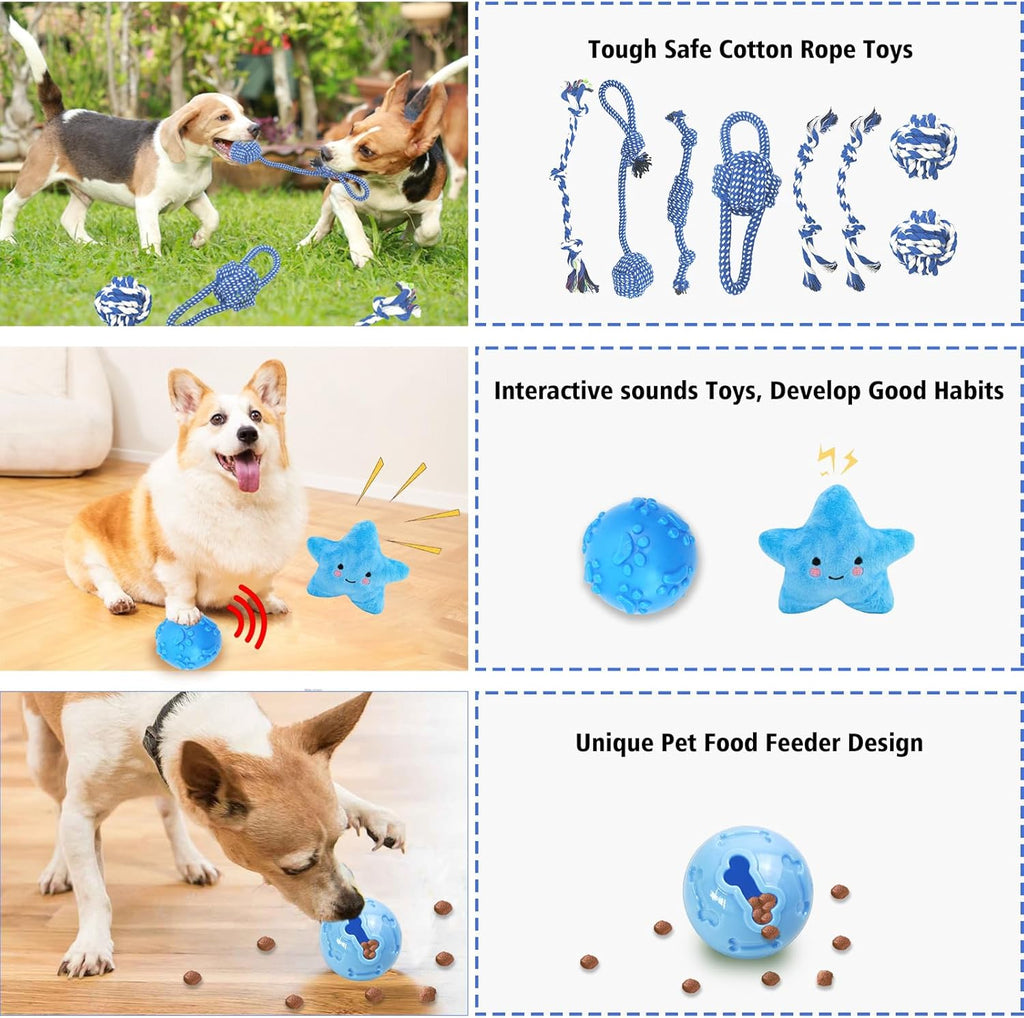 MRSOHRET 21 Piezas Juguetes Masticables para Cachorros - Serie Azul...