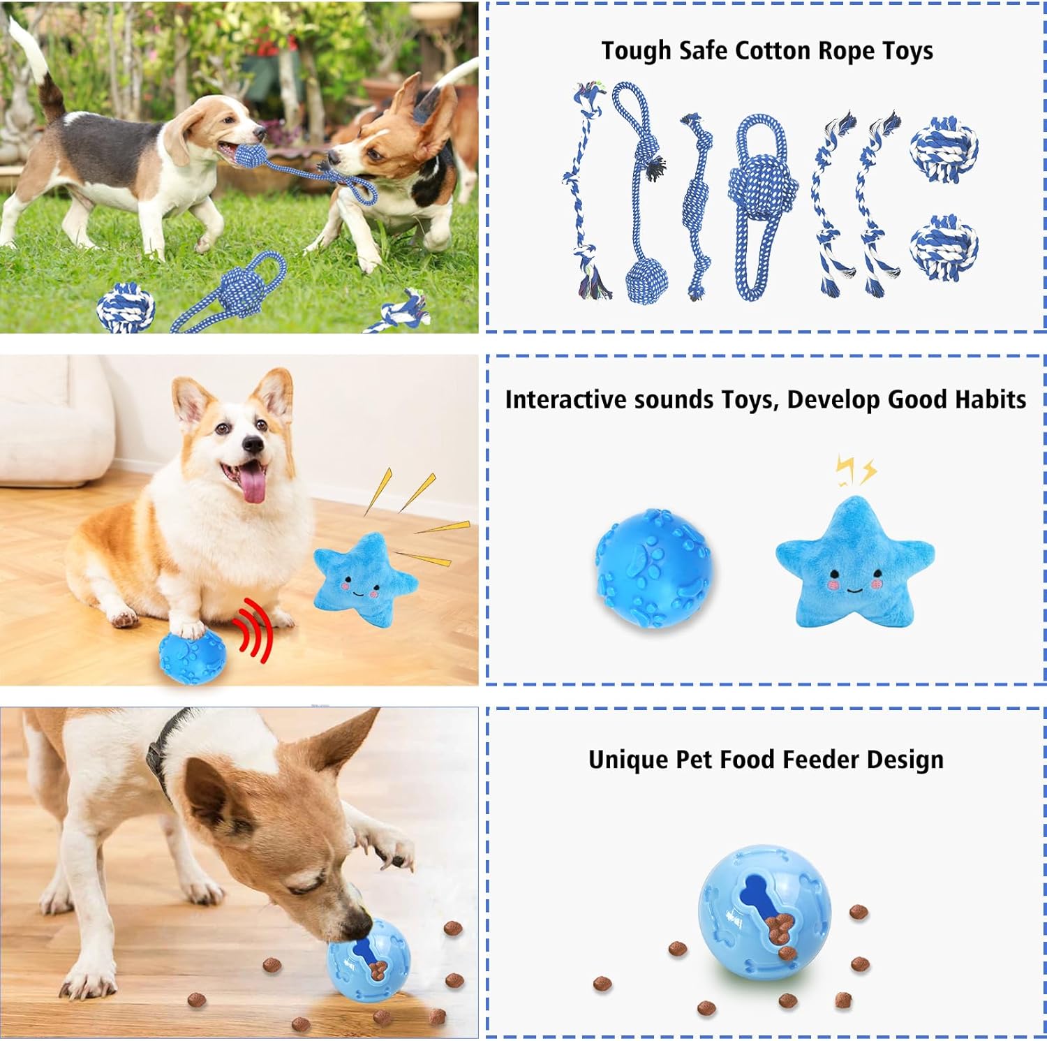 MRSOHRET 21 Piezas Juguetes Masticables para Cachorros - Serie Azul...