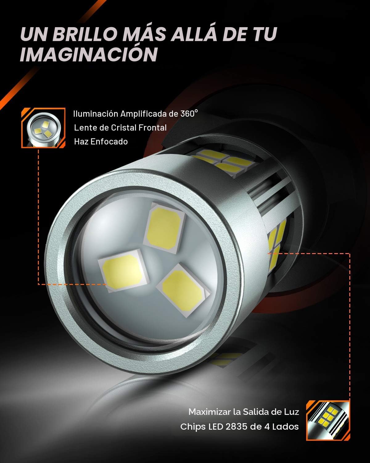 SEALIGHT Bombillas antiniebla LED H11 H8 H16 o DRL, bombillas antin...