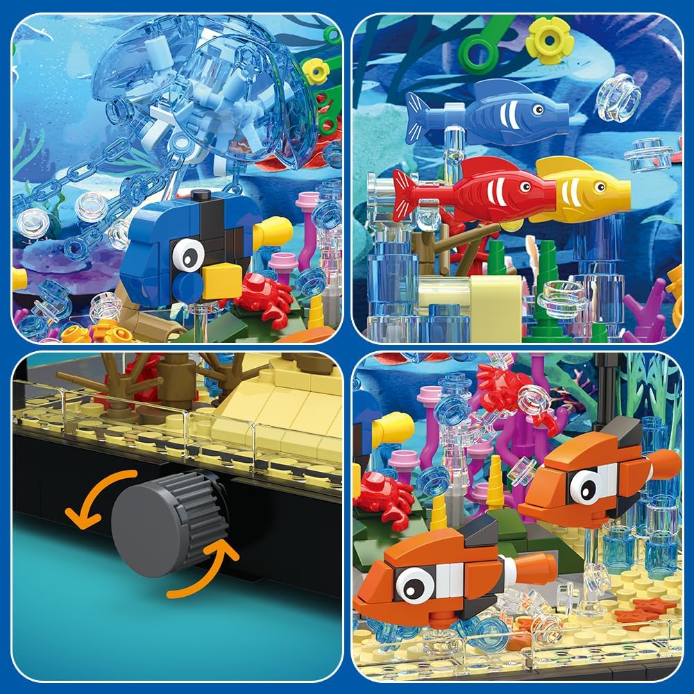 Maxiryx Fish Tank Building Set - Movable Aquarium Building Toys Inc...
