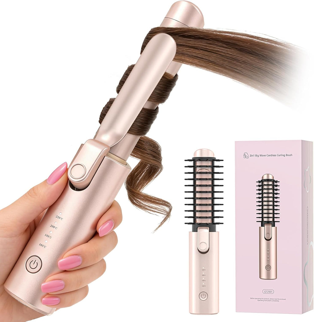 Otichannel Cepillo de rizador de pelo inalámbrico, rizador de pelo...