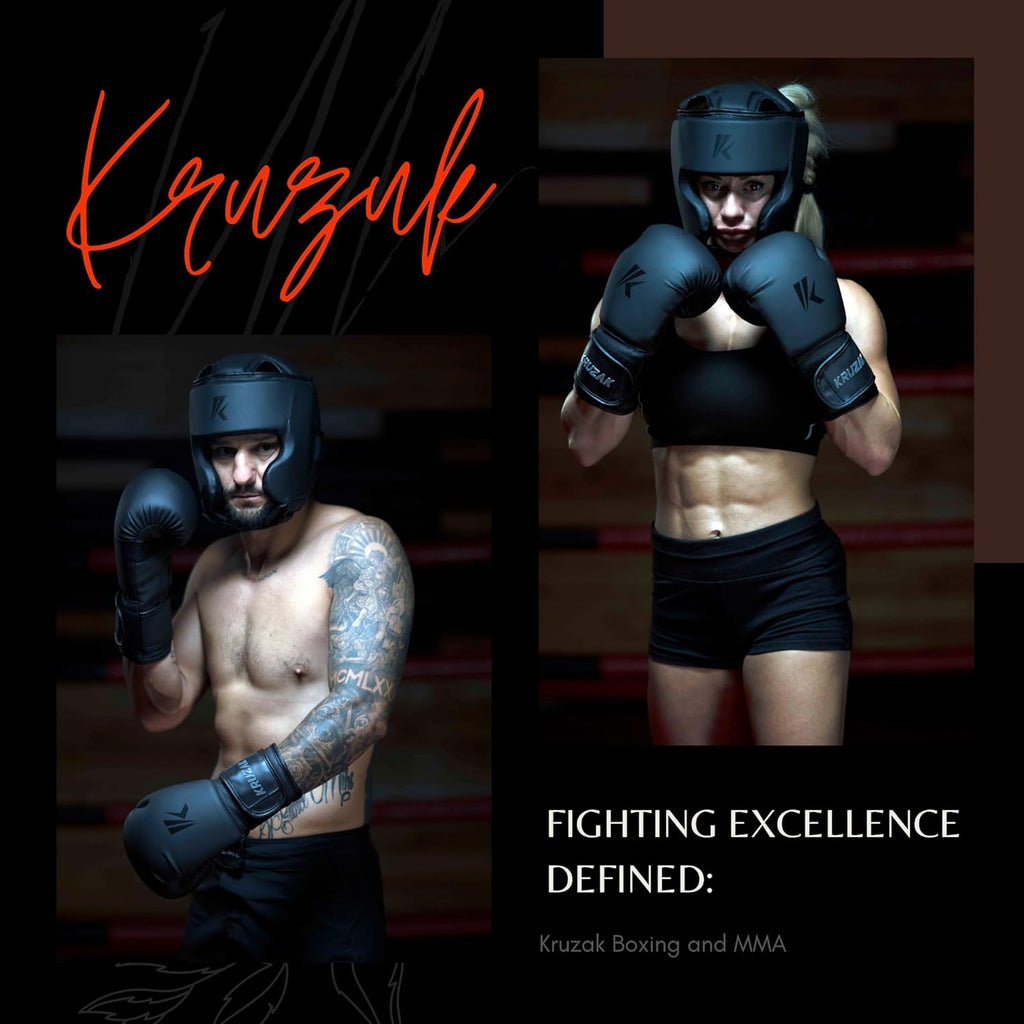 Kruzak - Guantes y almohadillas de boxeo negro mate, juego de entre...