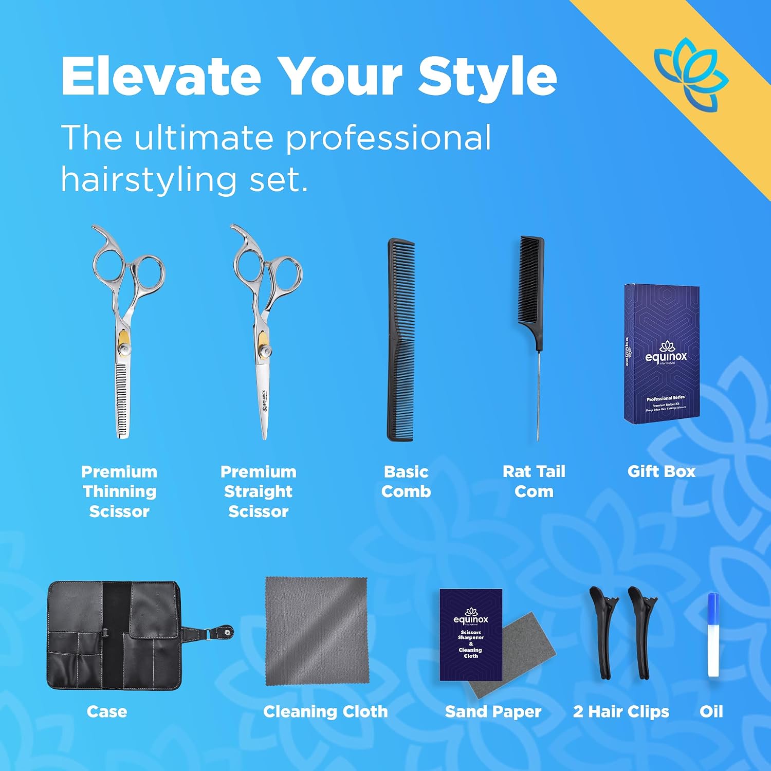 Equinox - Tijeras profesionales para cortar el cabello, longitud to...