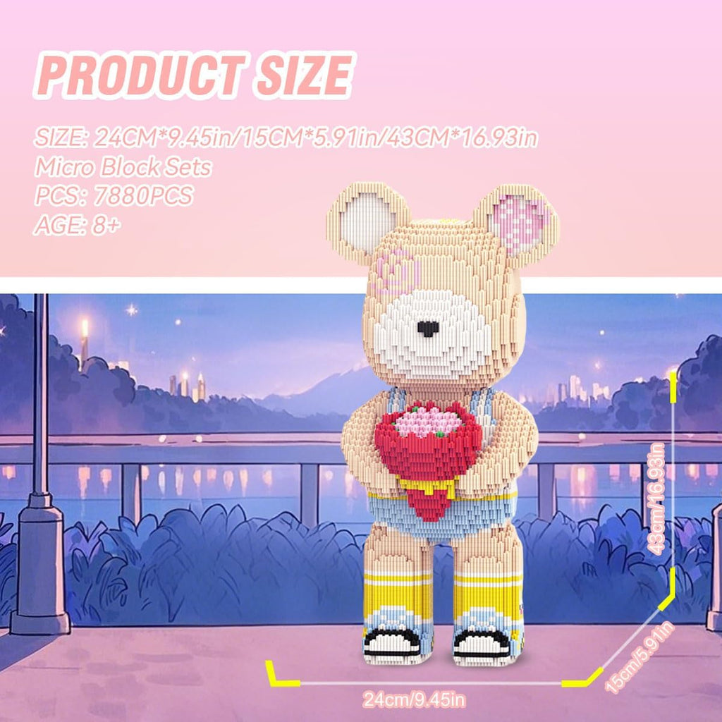 DAHONPA Flower Love Bear - Juego de bloques de construcción (7880 p...