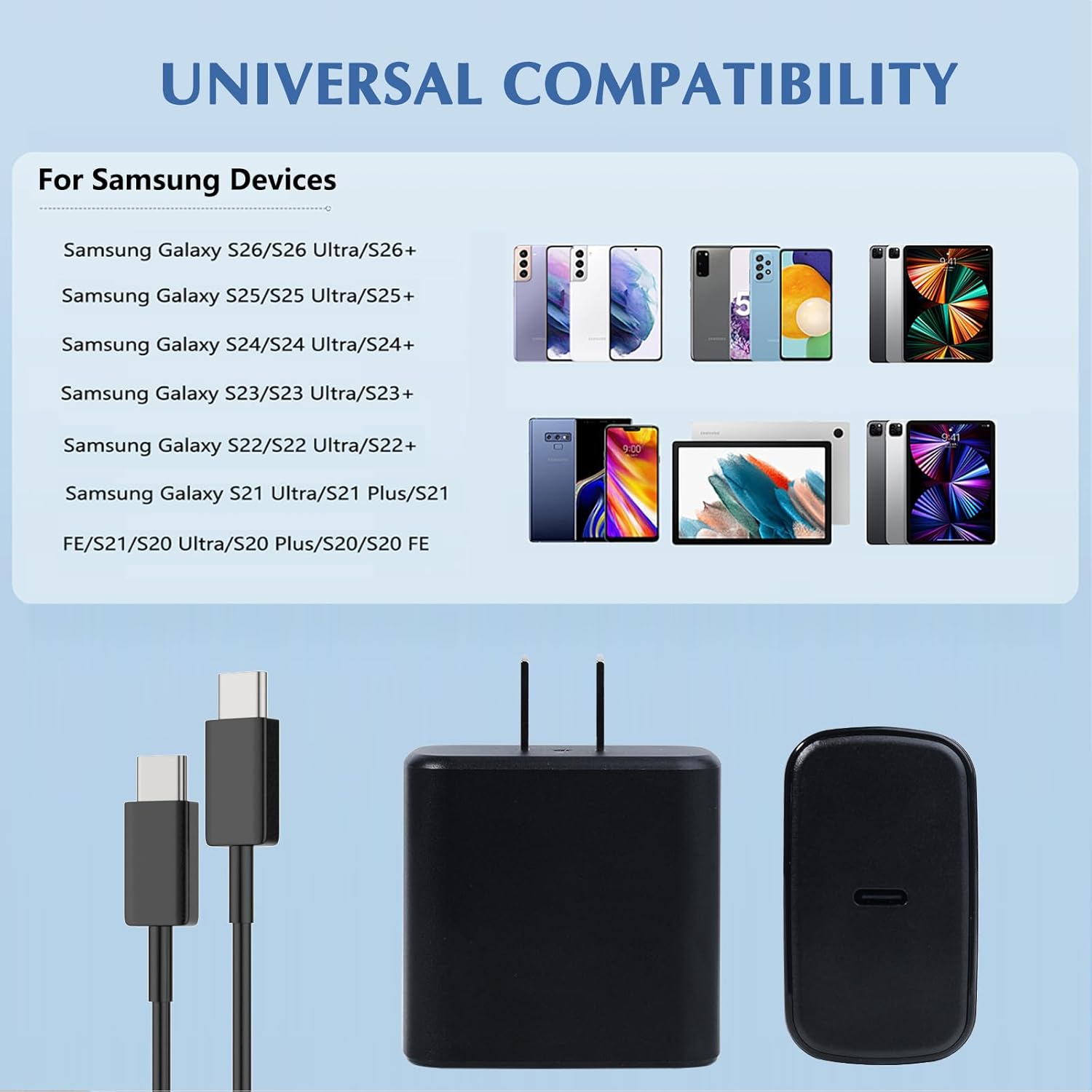 Cargador USB C súper rápido para Samsung, cargador Samsung de 45 W,...