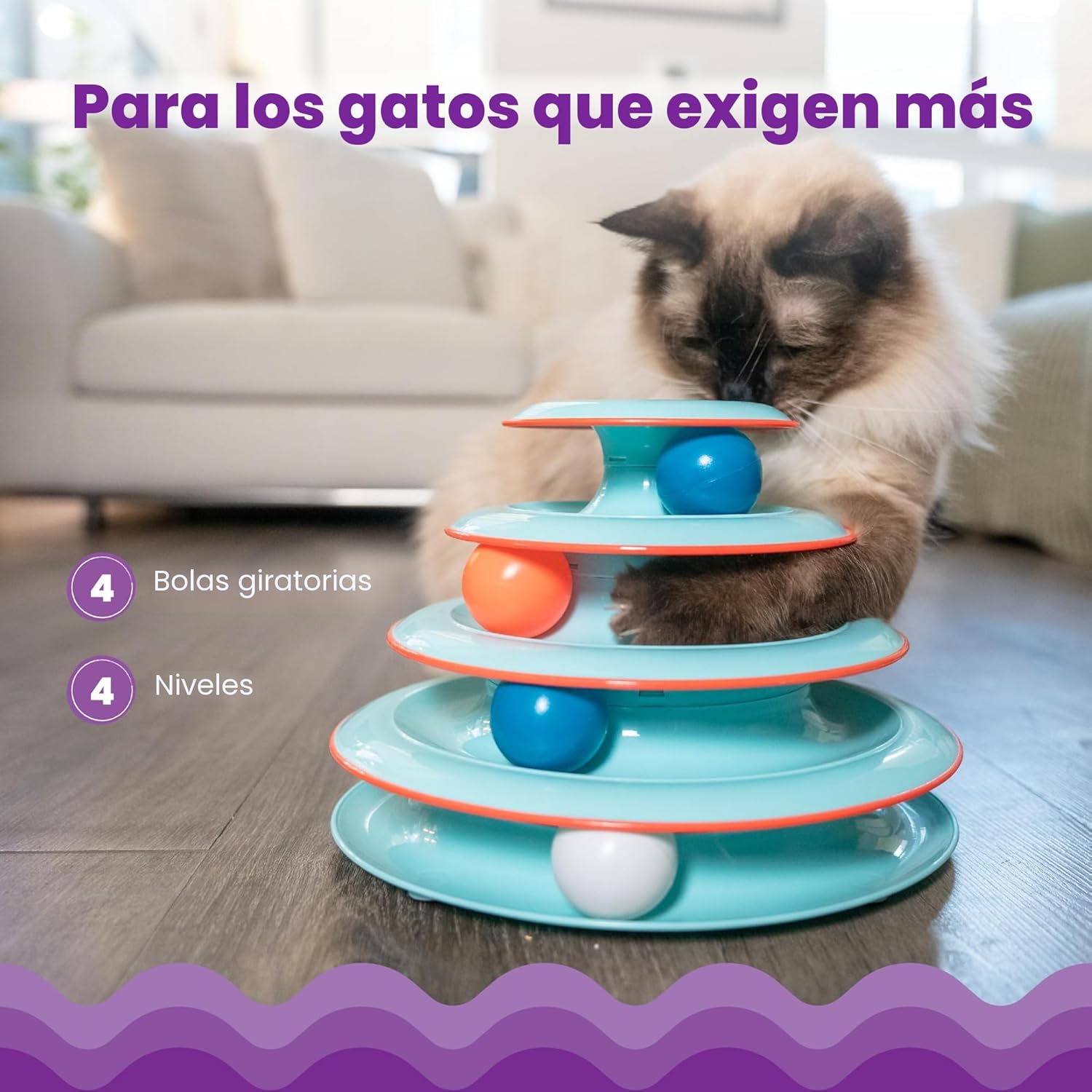 Petstages - Juguete interactivo para gatos Chase Meowtain de 4 niveles