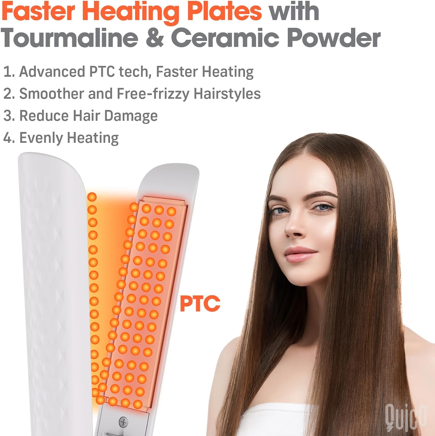 Quico - Plancha para el cabello, 110-240V, plancha para el cabello...