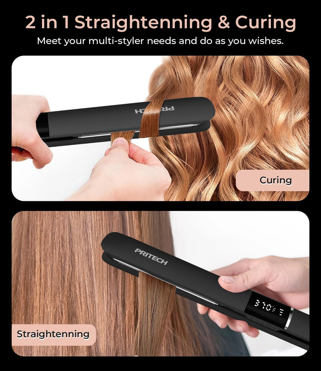 PRITECH Plancha plana para el cabello, plancha plana de titanio con...