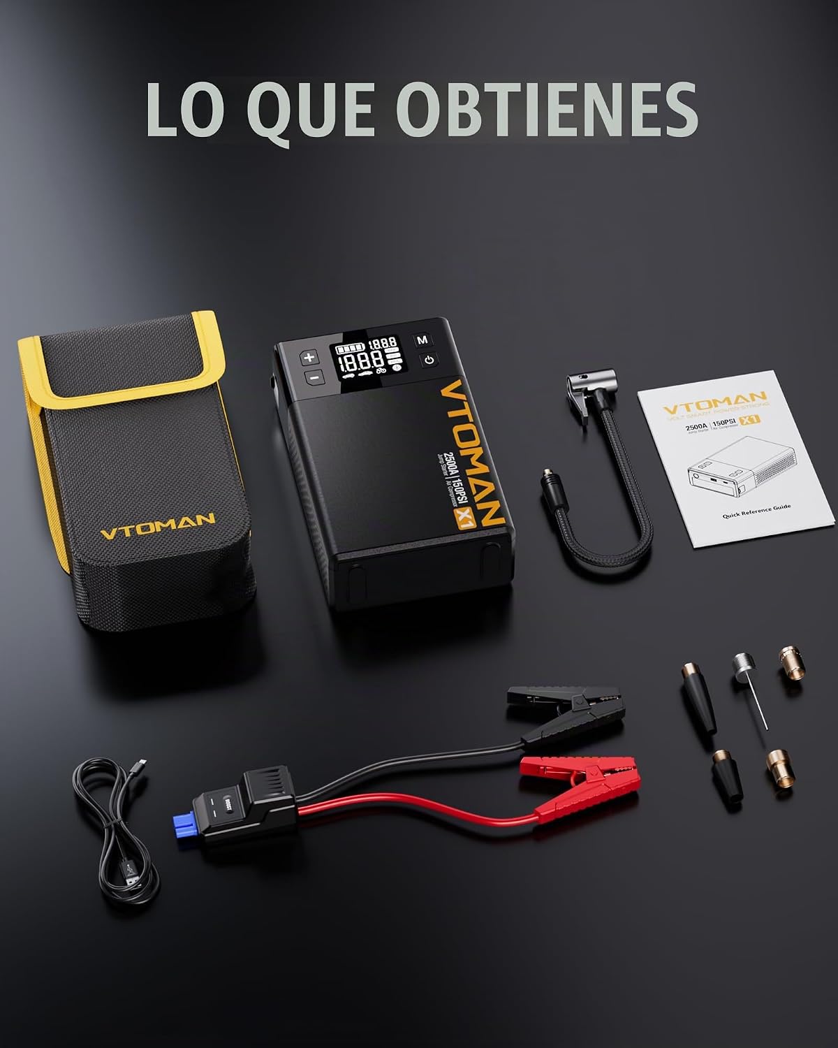 VTOMAN Arrancador de salto X1 con compresor de aire para hasta 8.5L...