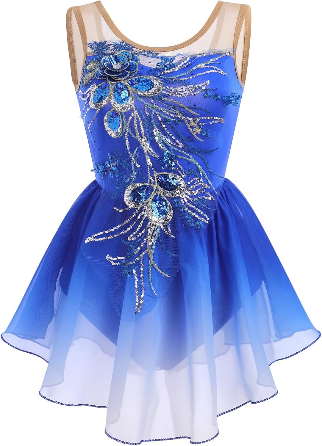 ODASDO Vestido de patinaje artístico de hielo para mujer, leotardo...