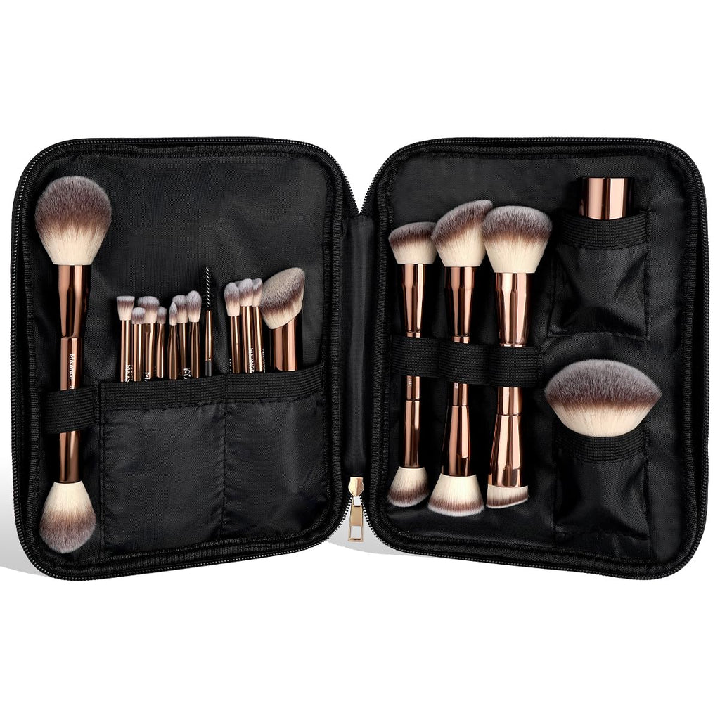 MAANGE Juego de 20 brochas de maquillaje con bolsa, brocha Kabuki d...