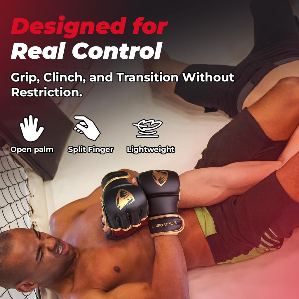 LIBERLUPUS Guantes de entrenamiento de MMA para hombres, guantes de...