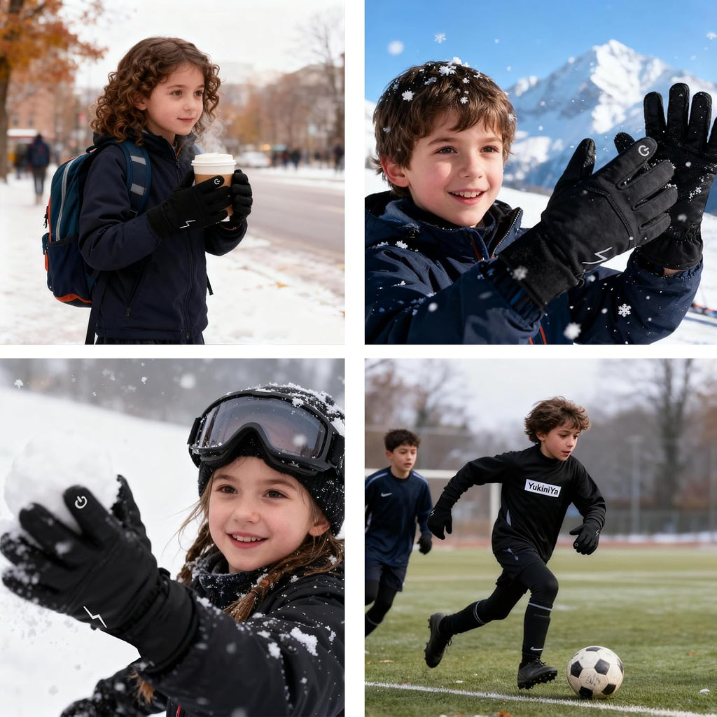 YukiniYa - Guantes de invierno para niños y niñas, térmicos, compat...