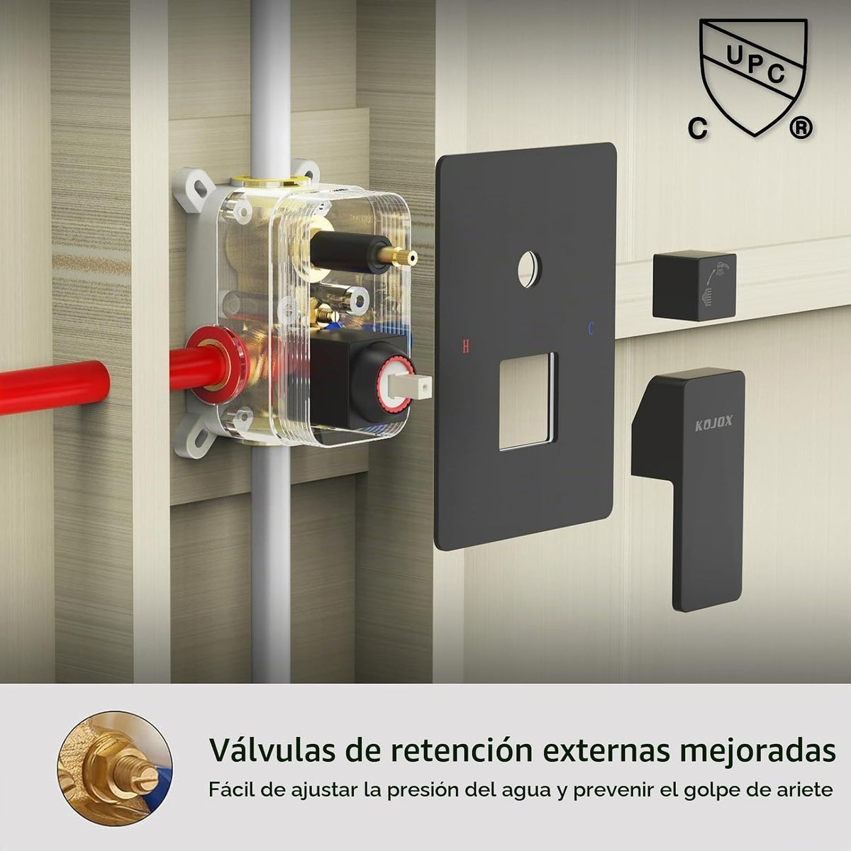 KOJOX - Sistema de ducha de 12 pulgadas negro con cabezal de ducha...
