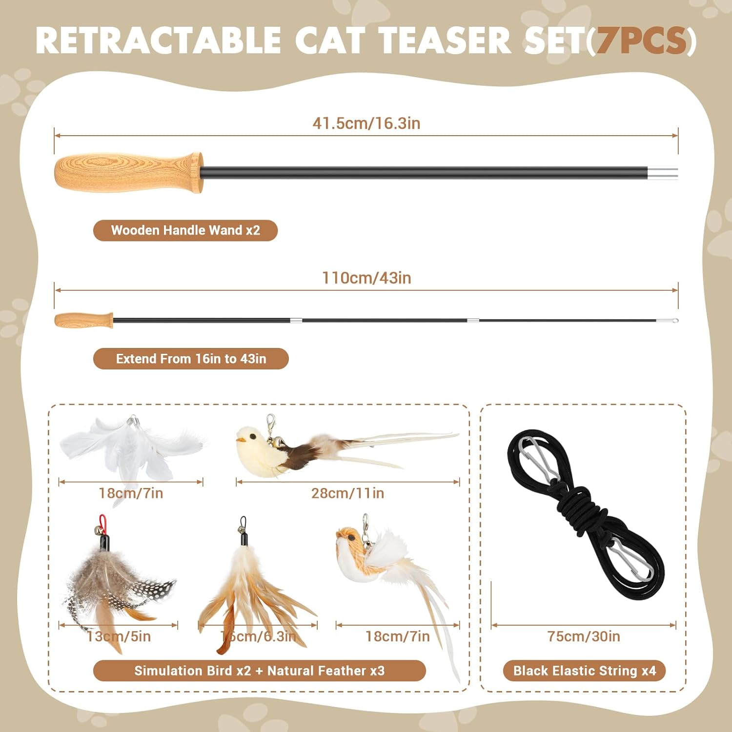ROSAUI Juguetes de varita para gatos, juguetes interactivos de pája...
