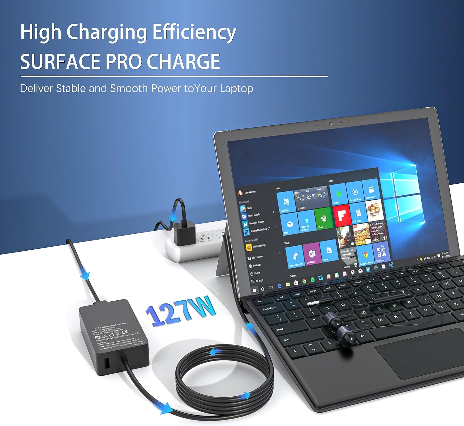 YBRUZRUB Cargador Surface Book de 127 W compatible con Microsoft Su...