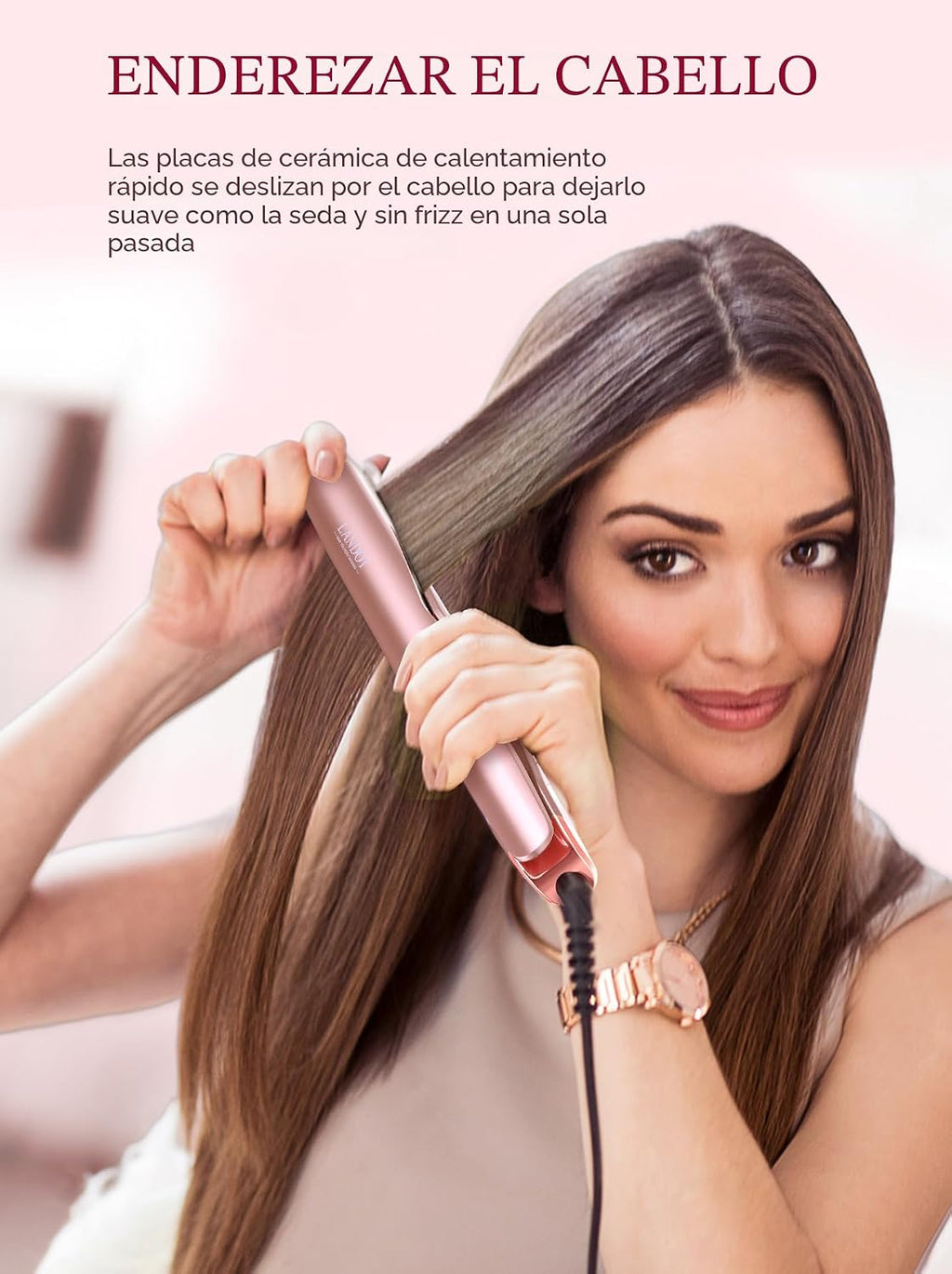 LANDOT - Plancha de pelo 2 en 1 y rizador, plancha plana de doble v...